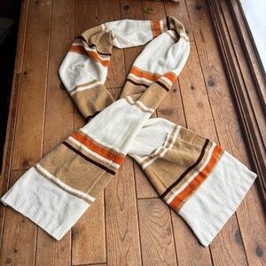 Stitches in Time Striped Knit Scarf in Cream and Orange